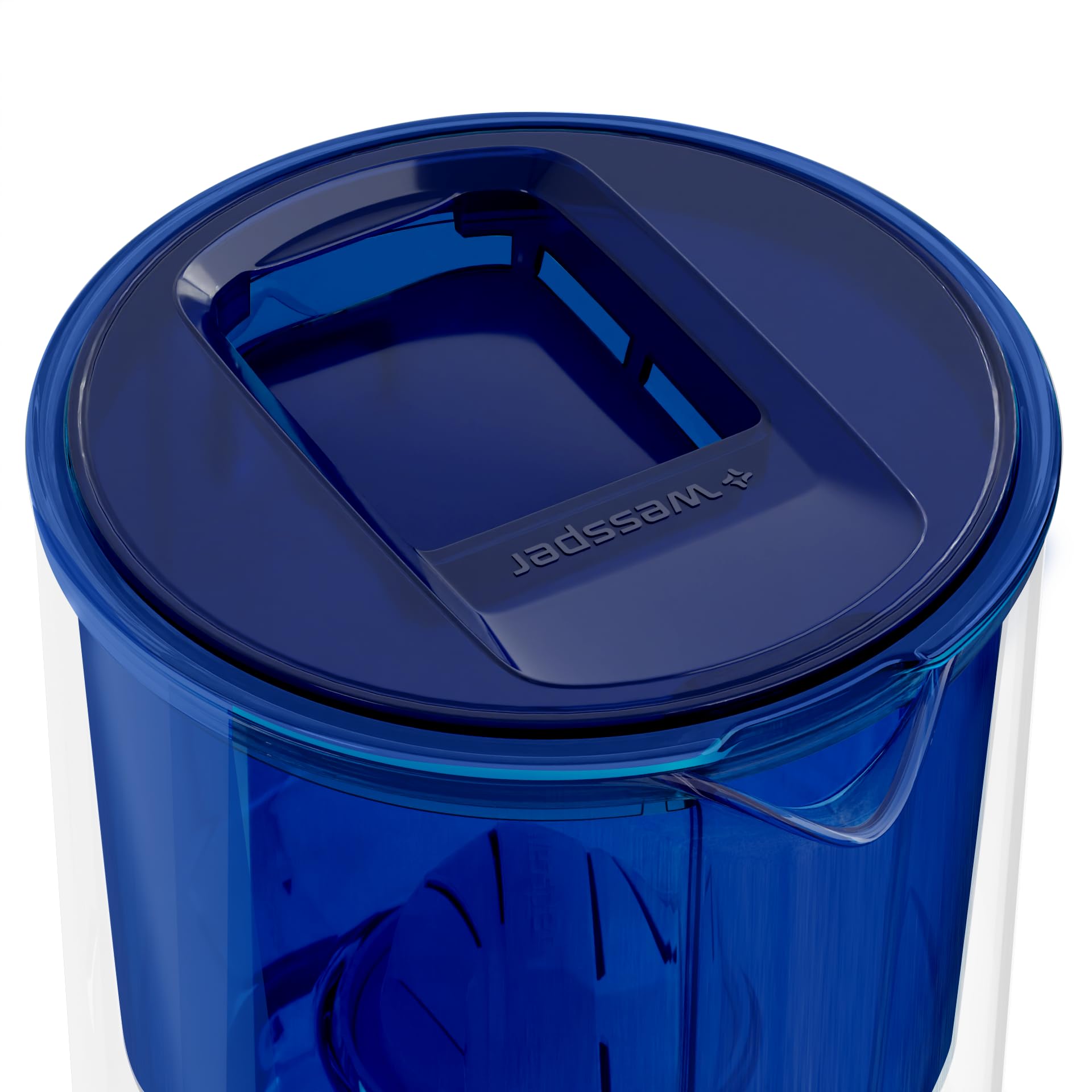 Wessper Carafe En Verre Avec 1 Filtre À Eau (Compatible Avec Brita Classic), Eau Filtrée Avec Grand Goût Et Pureté Réduit Les Dépôts De Calcaire Et De Chlore 3 Litres, Bleu