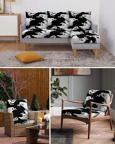 Miniatura 6 de Fundas de cojín para sofá de Halloween, funda elástica para sofá con parte inferior elástica, fundas protectoras lavables para sofá, fundas de cojín