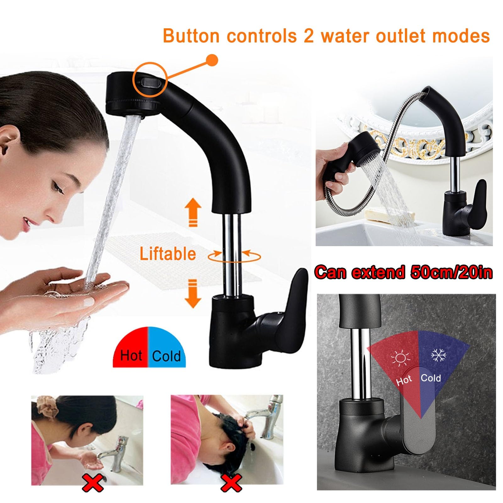 Küchenspüle Edelstahlspüle Spülbecken Einzelbeckenspüle Mit Ausziehbarem Wasserhahn Haushaltsspüle Set Mit Teleskop-Abtropfgestell Badezimmerspüle Für Restaurant Waschküche Camping