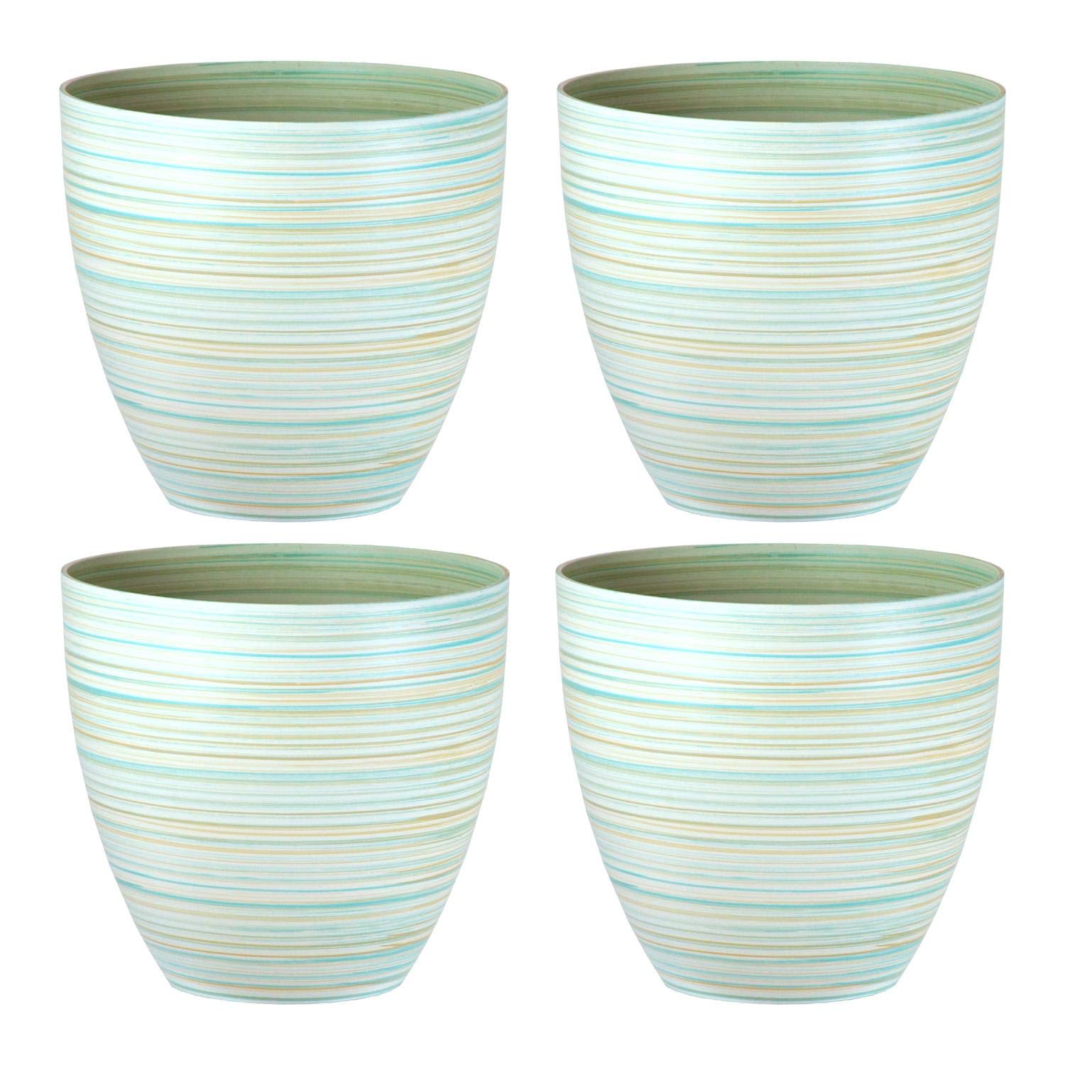 Simpa White Serenity Rings Plastic Planter - Set Of 4 Pots - 35Cm (H) X 38Cm (Dia) - Suitable For Indoor Or Outdoor Use.