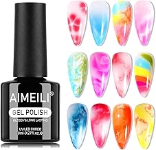 AIMEILI Semi-Permanent Blooming Gel Nail Polish in Marble Magic Designs Watercolour Animal Flower Soak Off UV LED Nail Art 10ml