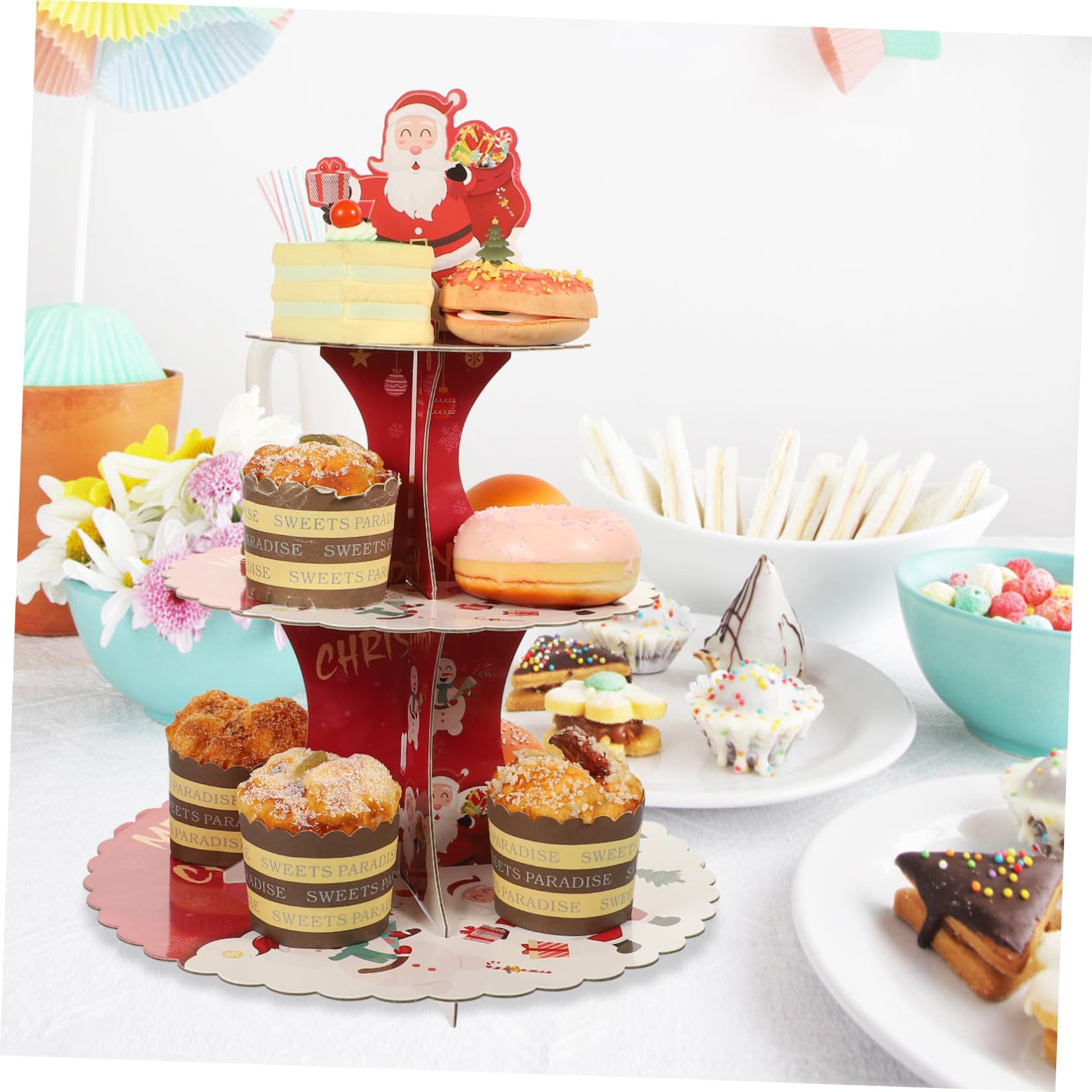Cabilock 4 Pezzi Di Supporto Per Torta Di Natale Pirottini Trasparenti Per Cupcake Supporti Per Torte In Cartone o Per Cupcake Topper Per Di Buon Compleanno Basi Per