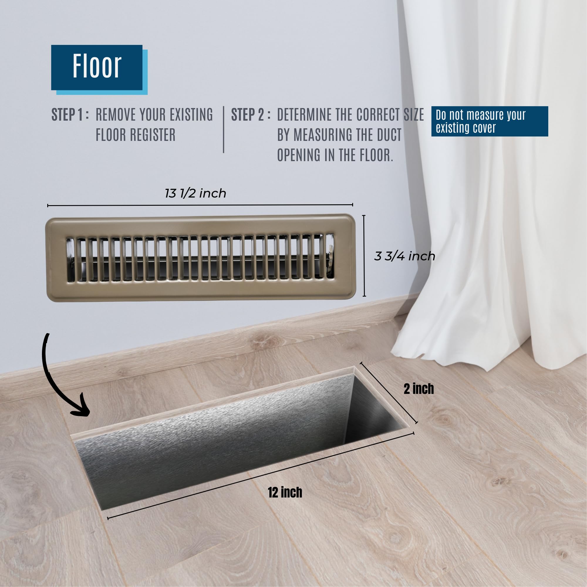 Snapklik.com : Fits 2x12 And 12x2 Duct Opening Floor Register