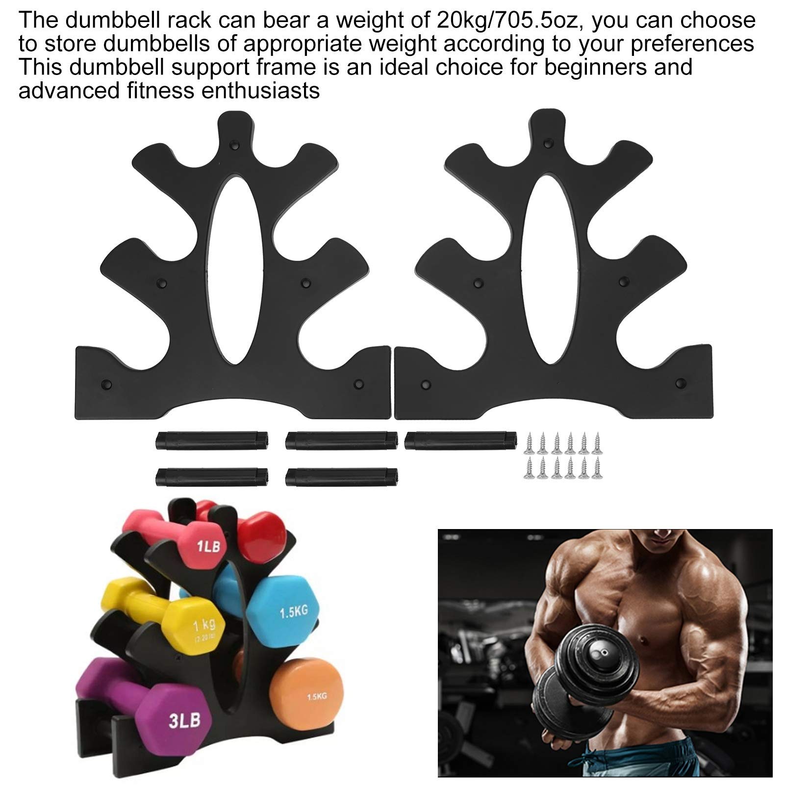 Gaeirt 3 Livelli Rack per Manubri dumbbell rack Telaio di Supporto Robusto da 20 kg, Design a Forma di Albero Risparmiatore di Spazio per Palestra Domestica Soportes para mancuernas