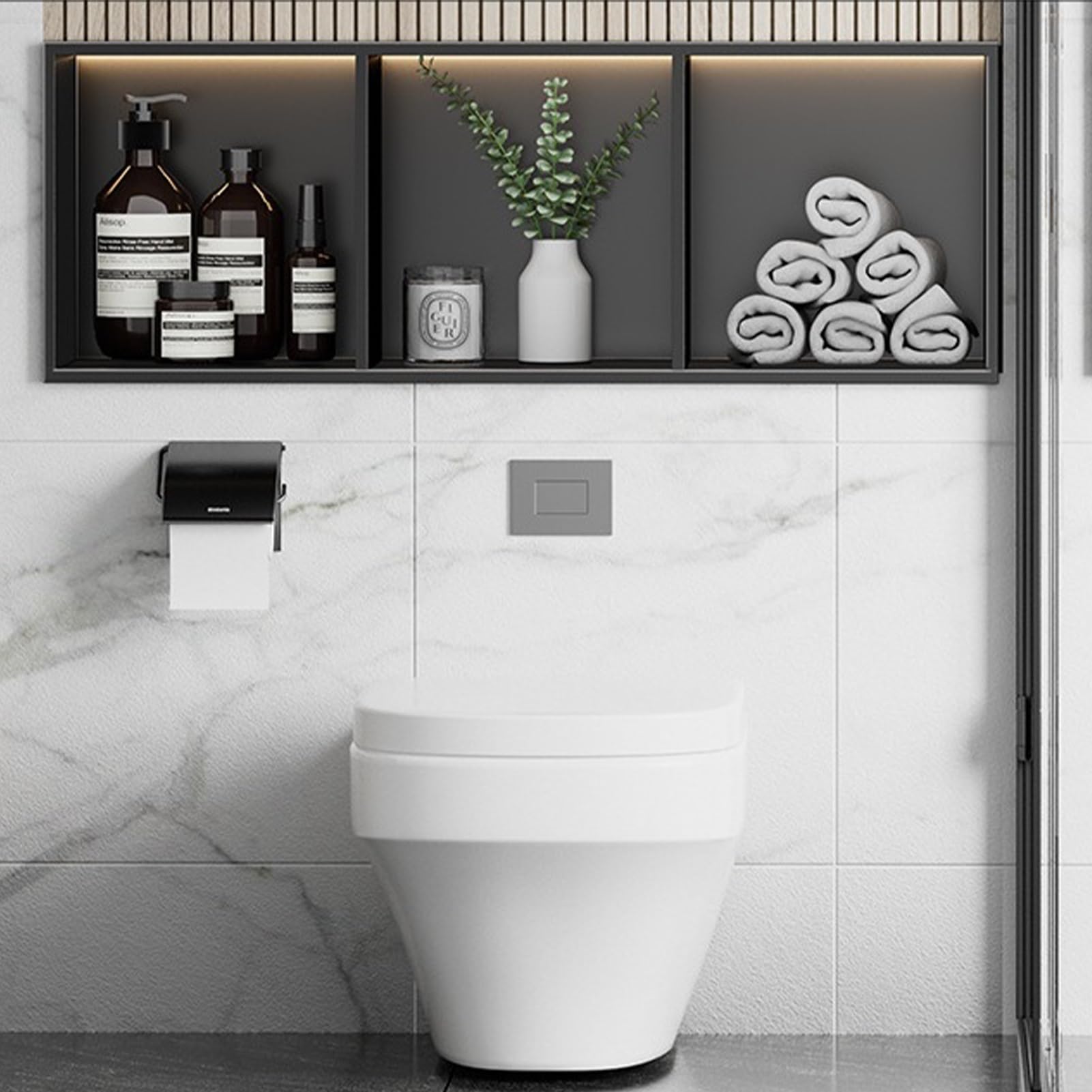 jianghinice Recessed Storage Wall Niche Black Stainless Steel Shower Recess Caddy Shelf Organizer with Partition Cubby Hole for