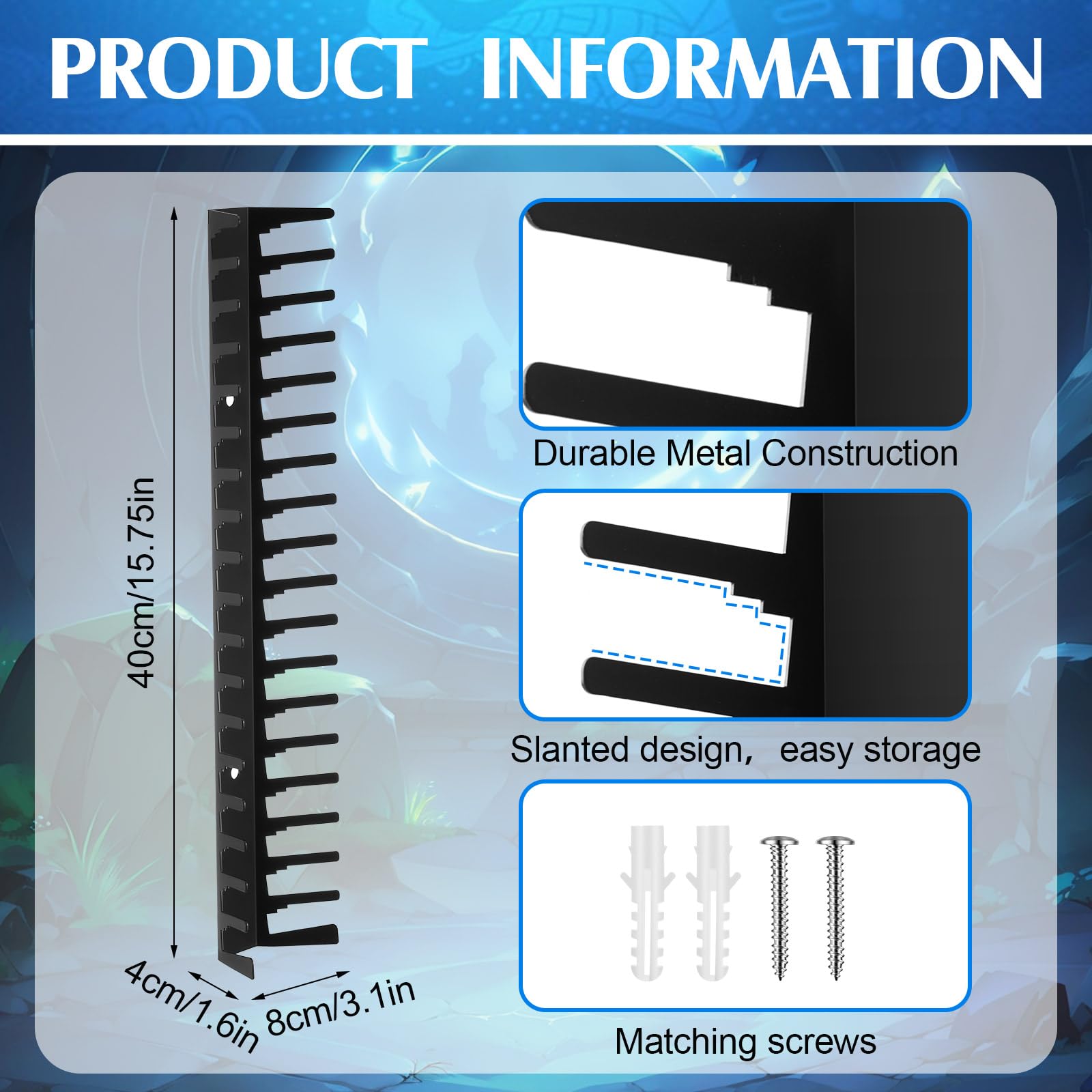Custodia per videogiochi, in metallo resistente, supporto da parete, compatibile con DVD, organizer per videogiochi, accessori per videogiochi, contiene fino a 144 pezzi
