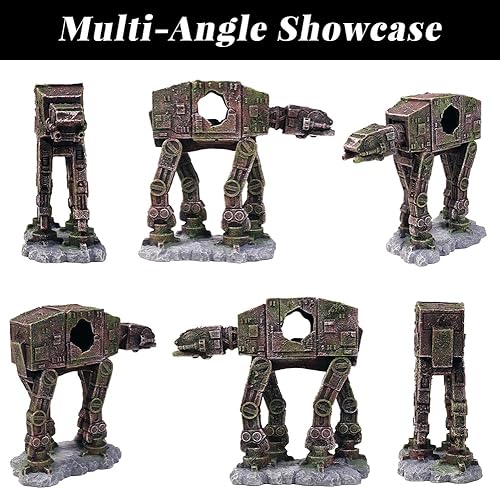 Fish Tank Decorations at-at of Star Wars Aquarium Decorations Betta Fish Tank Accessories for Sleep Rest Hide and Play (S)(AT-AT S)