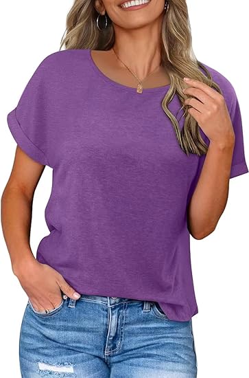 KISSMODA Summer Short Sleeve T Shirt Loose Fit Casual Dressy Women Top 2025 Trendy Ladies Fashion Blouses(S-3XL)