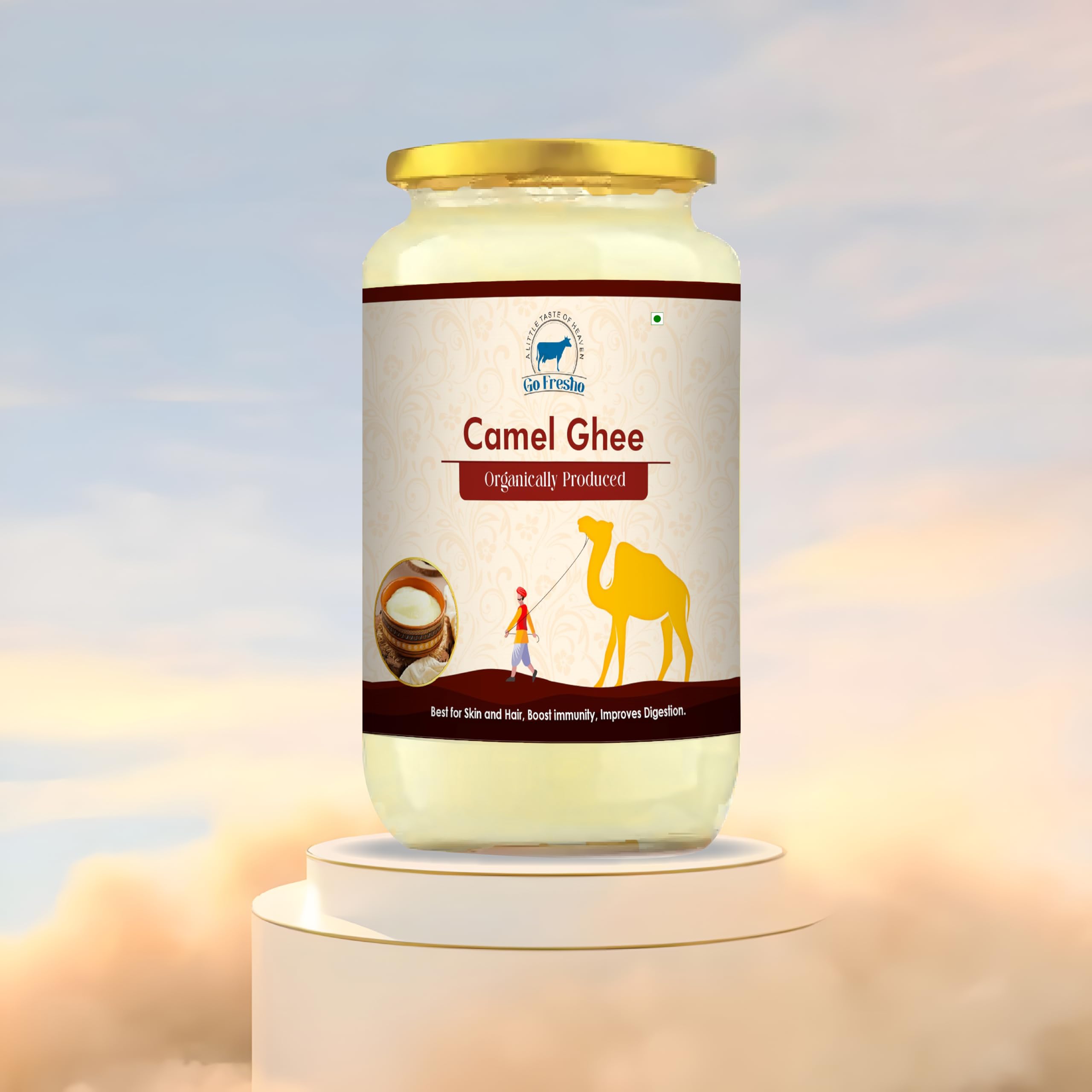 Go Fresho A2 Desi Camel Ghee | Promotes Brain Health, Strong Immunity, and Digestion (1000 ml)
