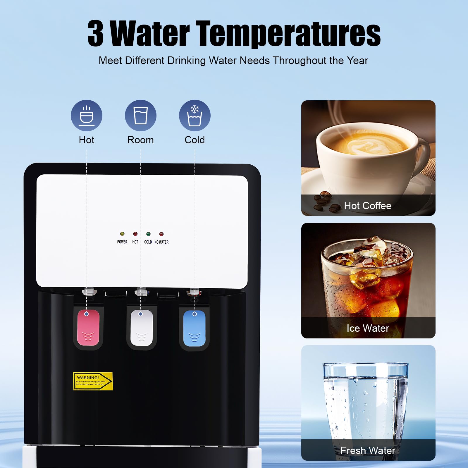 Distributeur d'eau électrique sur pied - Distributeur d'eau chaude froide - Double fonction - Distributeur d'eau chaude électrique sur pied - Pour la maison et le bureau - Avec protection de
