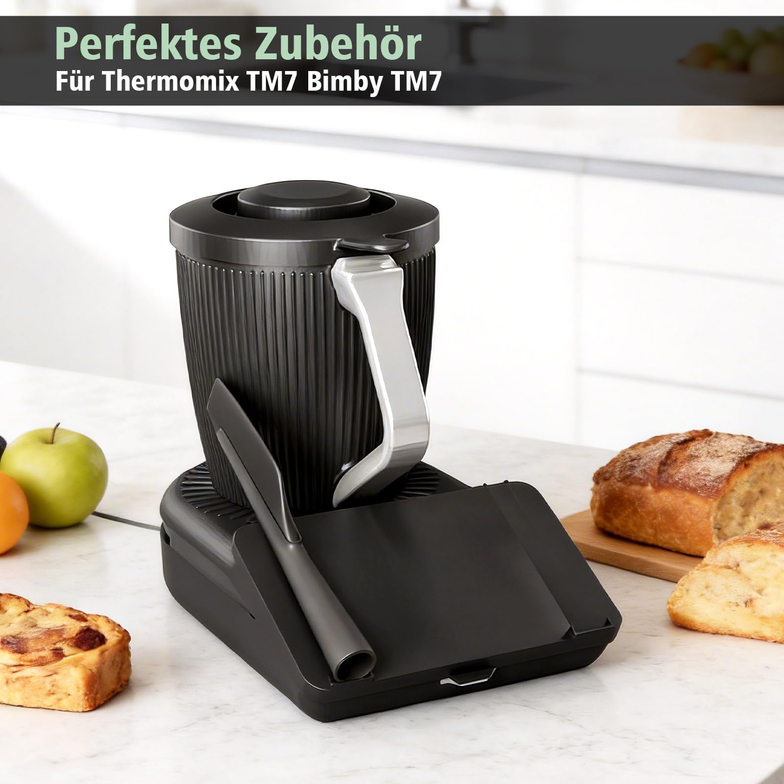 Osłona wyświetlacza do Thermomix TM7 pokrywa wyświetlacza z uchwytem na szpatułkę (bez szpatułki), twarda osłona ochronna, odporna na zarysowania płyta ochronna, wodoodporna i pyłoszczelna