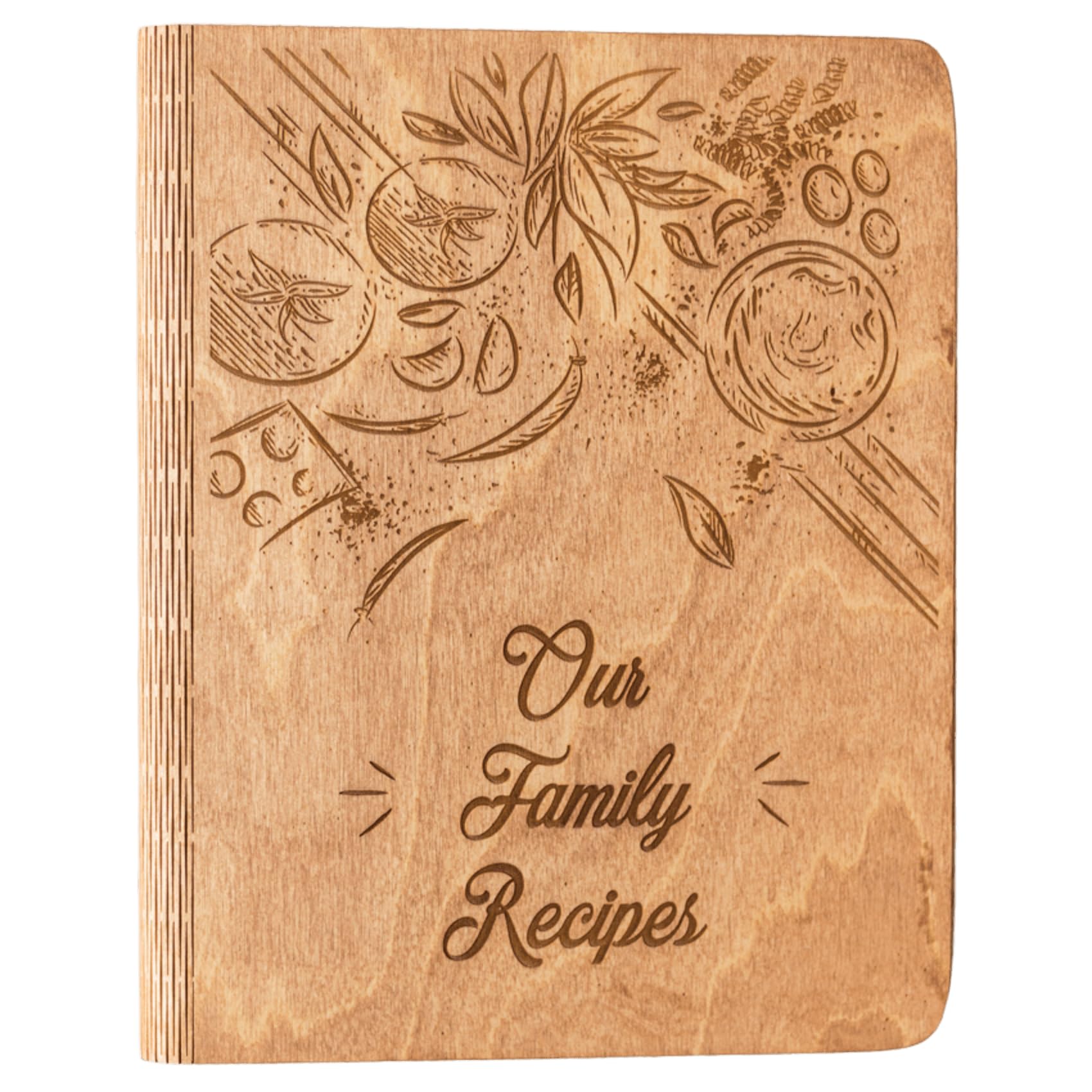ENJOY THE WOOD Personalized Recipe Book Binder - Wooden Blank Family Cookbook Journal to Write in Your Own Recipes - Customized Recipe Binder, Recipe Books to Write in Hardcover(Medium (A5), Tomatoes)