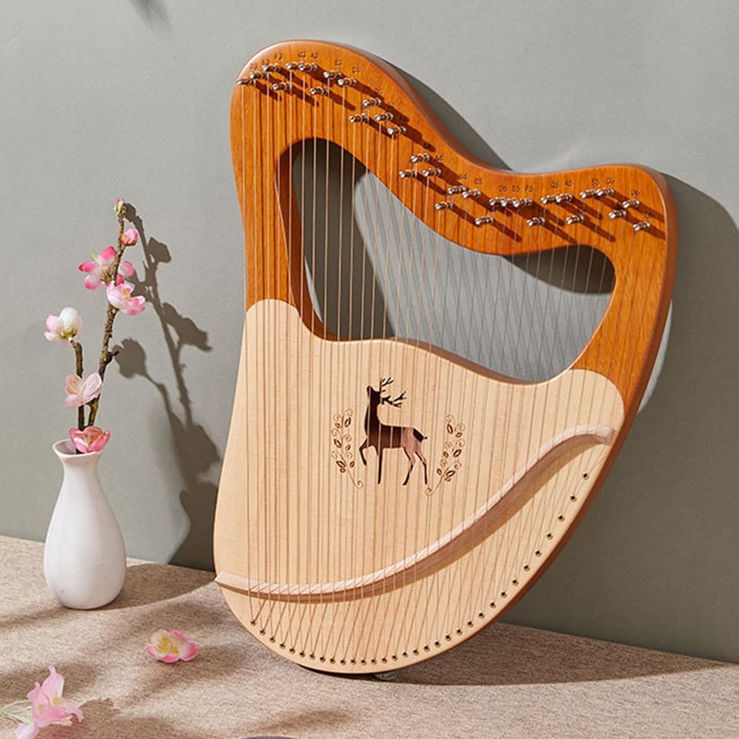 Generico Arpa in Moo, Accordata con Tasti in Carbonio per Pianoforte, Strumento A 24/27/32 Corde, Set Terapeutico per Insegnamento E Performance, Kit di Accessori per Principianti (32 Strings)