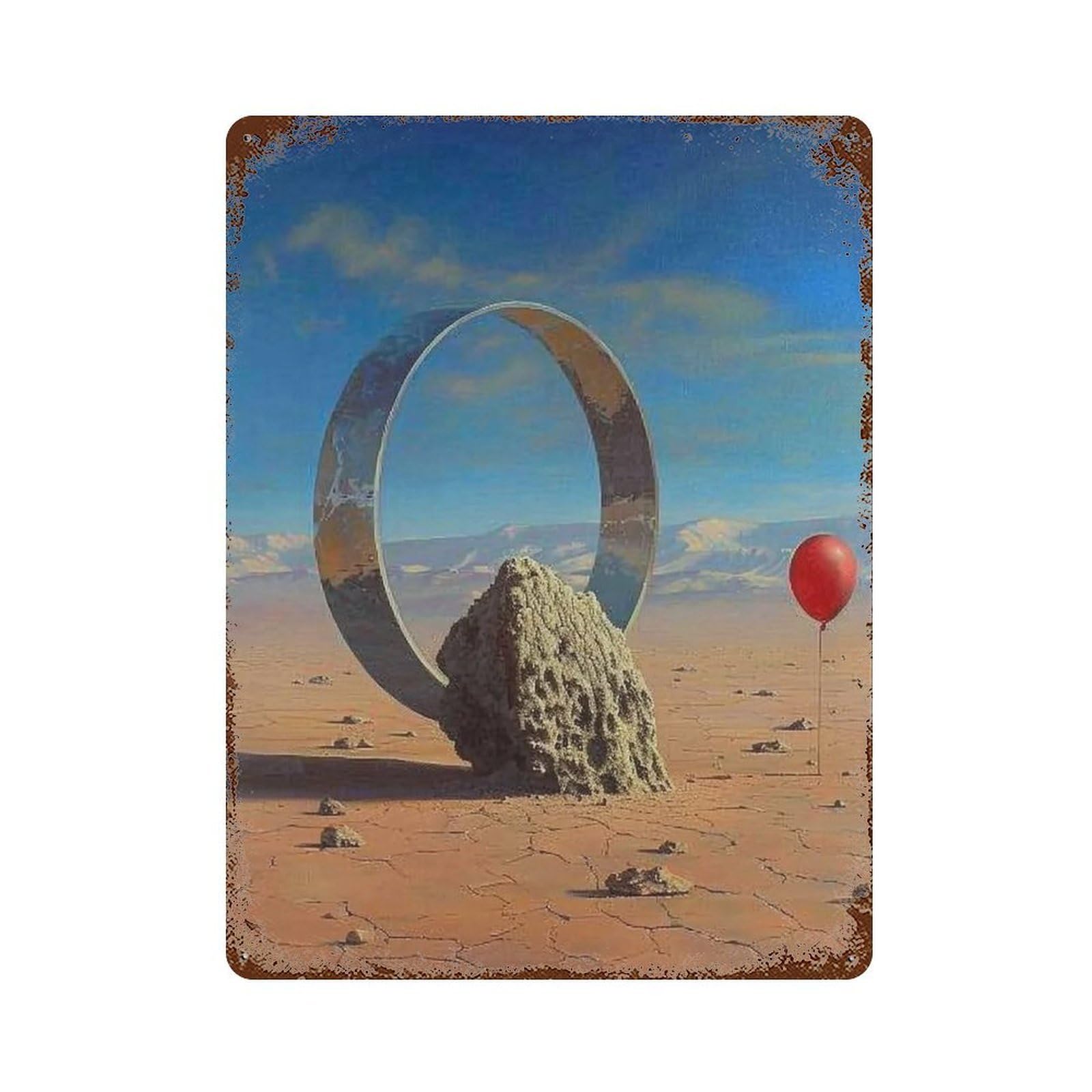 Wujhgrsg Style Surreal Desert Ring Floating Rock 01 Wall Art Retro Iron Vintage Metal Tin Sign Poster Modern Decor For Home Cofffee Club Bar Shop 40X30cm