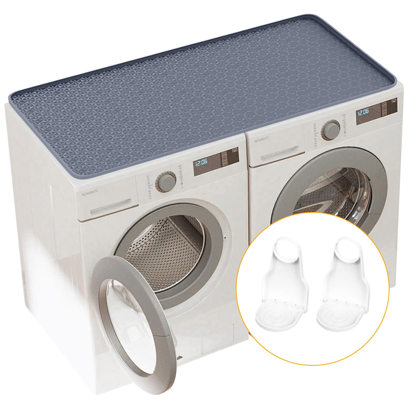 51 2 x 25 6 Fundas grandes para lavadora y secadora para los 2 portavasos de detergente para ropa superior Alfombrilla protectora de silicona para lavadora y secadora Antideslizante Impermeable Funda para encimera de lavadora y secadora para el hogar Cocina Lavandería