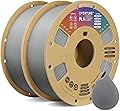 OVERTURE PLA Filament 1.75mm, 2kg Bobine (4.4lbs) 3D Drucker PLA Filament, Précision Dimensionnelle +/- 0.02mm (Gris Clair 1kg*2)