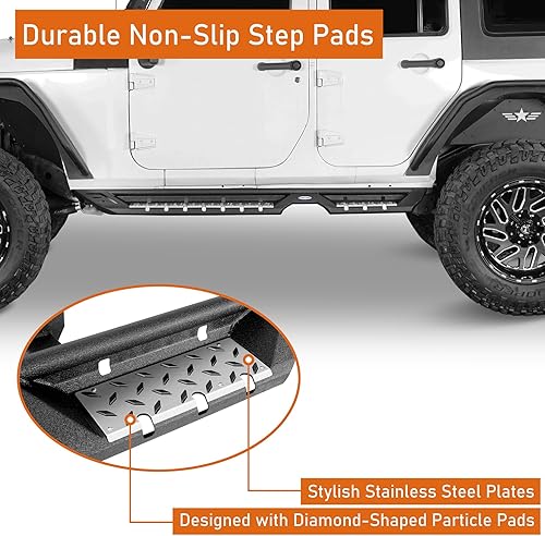 Miniatura 4 de Hooke Road Wrangler JK - Barras para estribo, escalones laterales desplegables de 7.1 pulgadas con almohadilla antideslizante para Jeep Wrangler JK