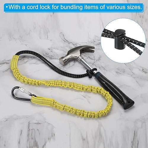 Miniatura 6 de PATIKIL Cordón para herramientas con gancho a presión, paquete de 2 correas de seguridad de 35 pulgadas para protección contra caídas, negro y