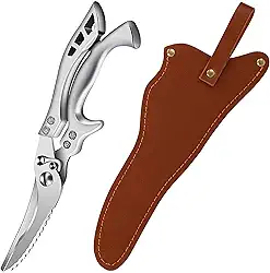 Tesoura de Cozinha Pesada em Aço Inoxidável, Tesoura Multifuncional com Mola Para Cozinhar Aves, Adequada Para Ossos, Carne, Frango, Peixe, Peru E Vegetais