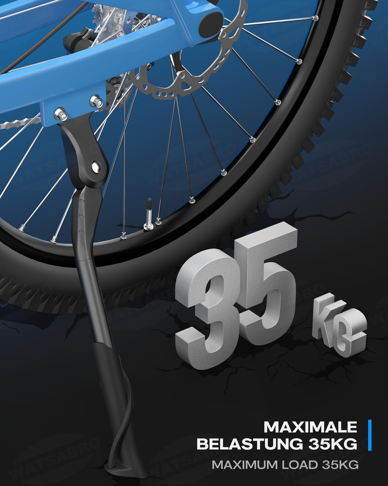 WATSABRO Fahrradständer 24-29 Zoll,Höhenverstellbarer Seitenständer,40mm Lochabstand,M5 Schraube Schraubenöffnung 5mm,Stabil Seitenständer E-Bike,MTB