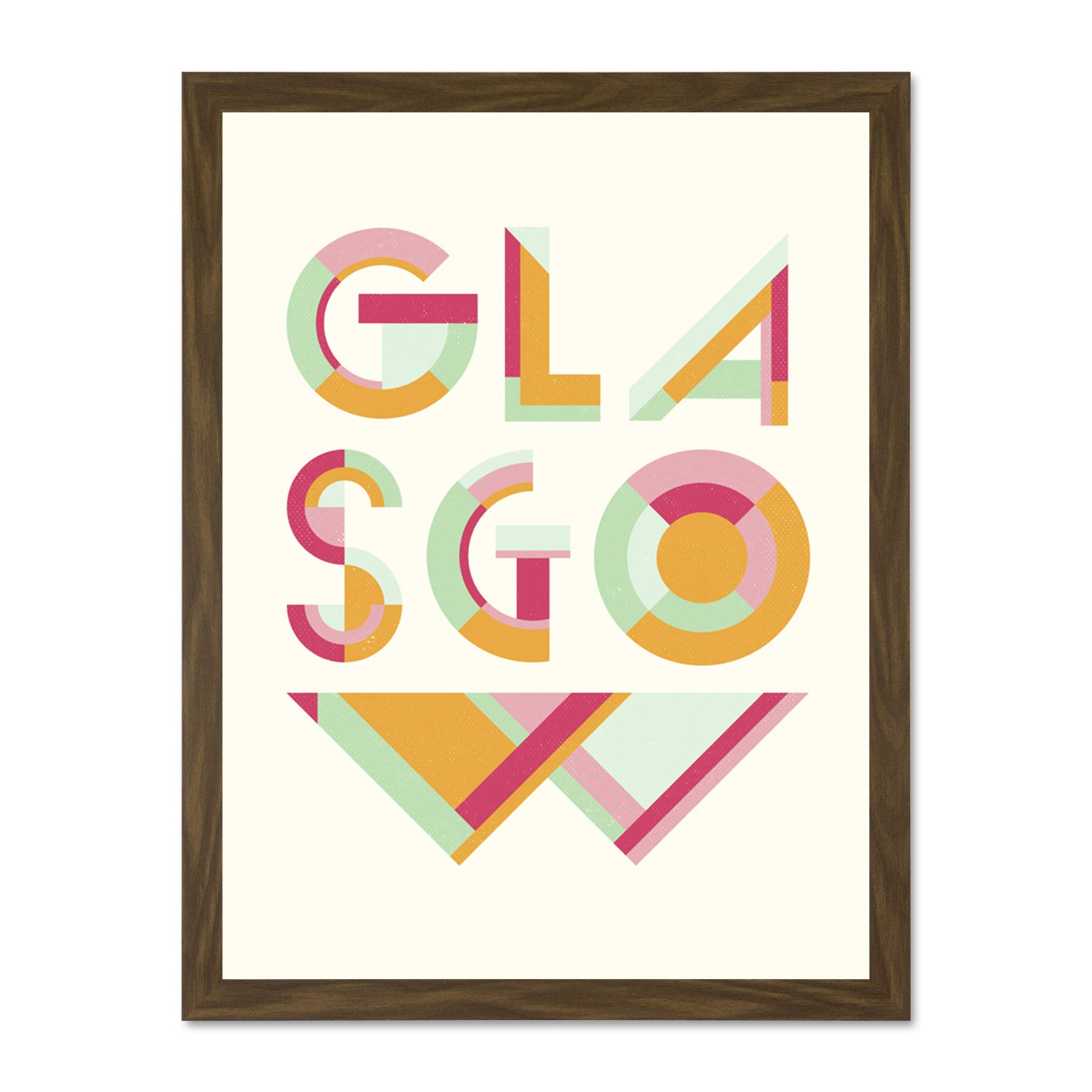Wee Blue Coo Glasgow Colourful Word Art 18x24 Large Framed Art Print Poster Wall Decor 18x24 inch
