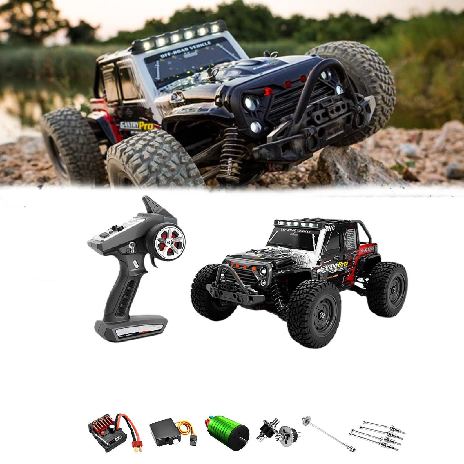BBASILIYSD 4WD Off-Road RC Car RTR Crawler,Max 70mph Hobby Electric Off-Road Monster Truck with LED Headlights,2.4Ghz Military Truck 4WD RC Crawler with Light,Kids Toy Climb Semi Truck