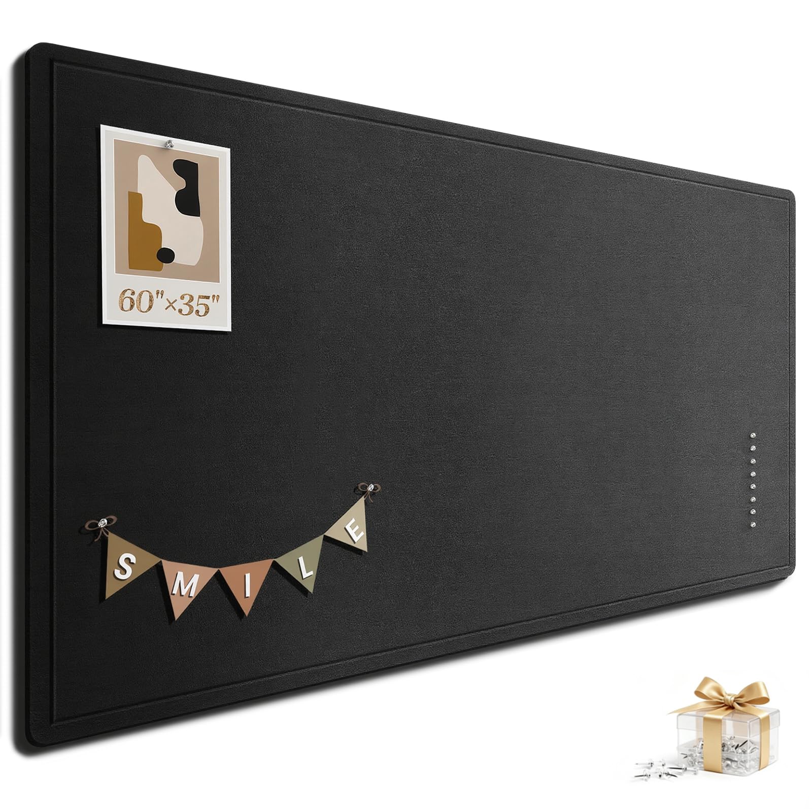 Large Bulletin Board, 60 X 36 Inches Felt Cork Board with 40 Pushpins, Foldable Felt Notice Pin Board Photo Display Board with Self-Adhesive Tape for Office Home School โ image 1