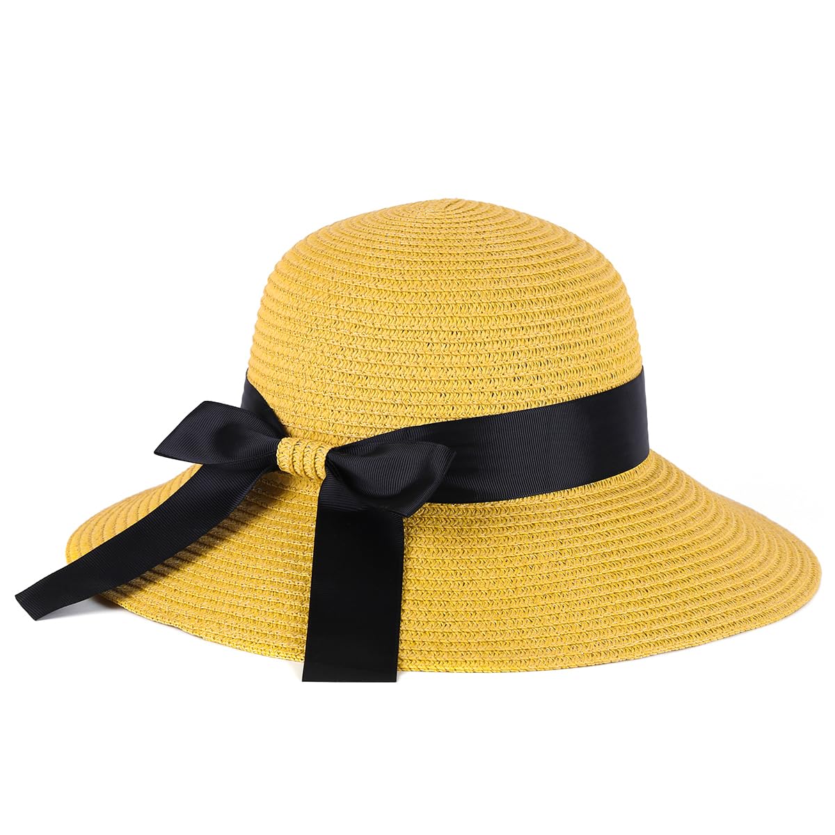 S.ROMZA Sombreros de Paja para Mujer, Aleros Anchos, Aombreros de Playa Plegables, Sombreros Solares para Muje UV 50+ Sombreros de Verano Protección, Sombreros de Lazo