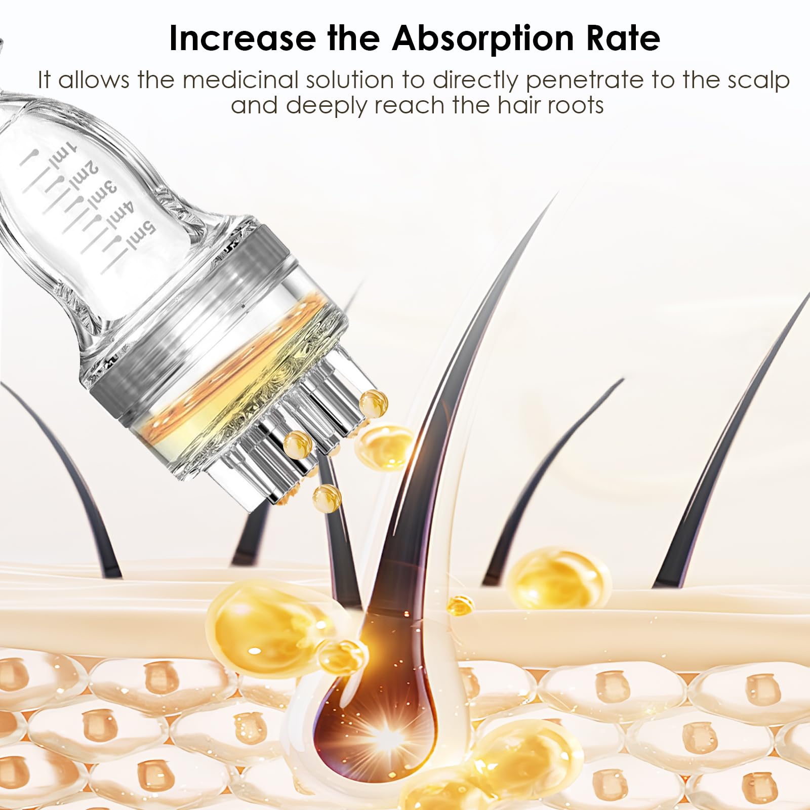Aplicador de minoxidil, aplicador de aceite para el cabello, peine de suero para cuero cabelludo, aplica el líquido directamente al cuero cabelludo, herramienta auxiliar para el crecimiento del
