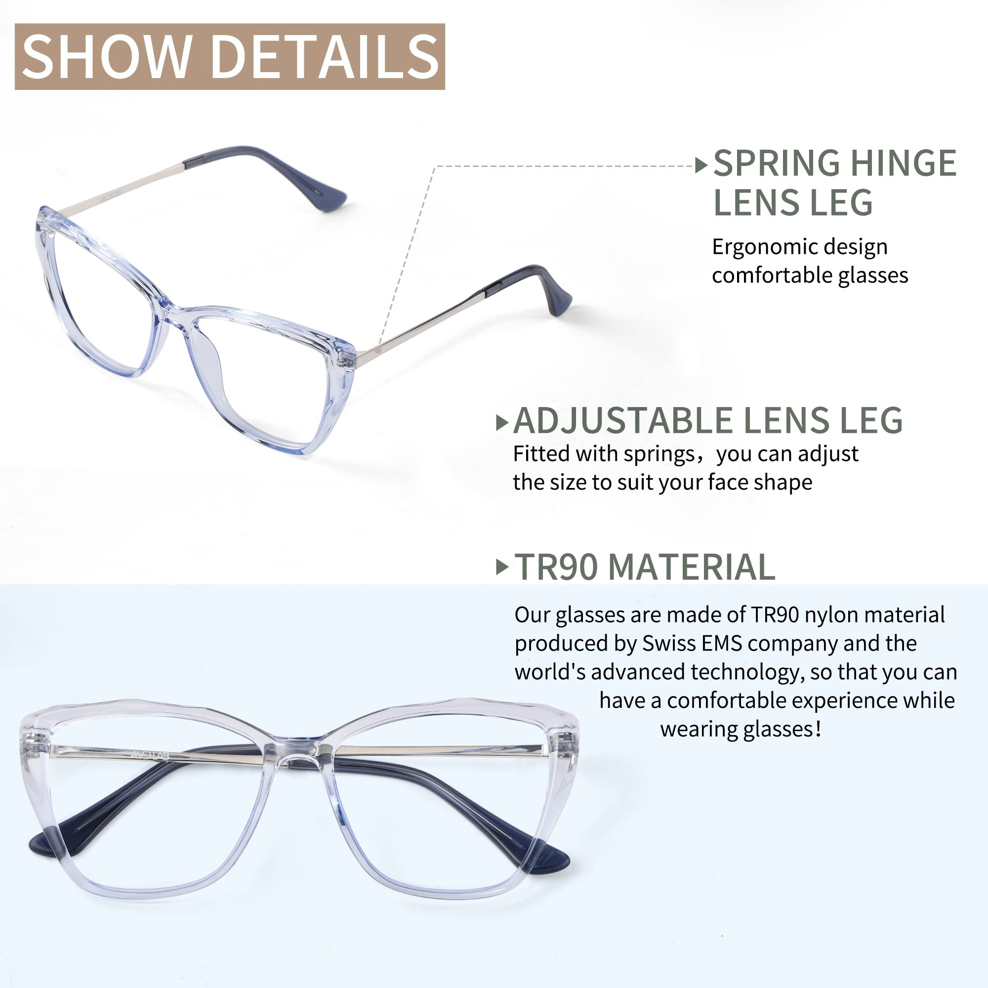 AB3304 Gafas de bloqueo de luz azul ojo de gato gafas de ordenador con filtro UV para mujer