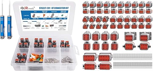 JRready Kit de conectores Deutsch, conector DT de 2 3 4 6 8 12 pines con contactos estampados de tamaño 16 (18-14AWG)