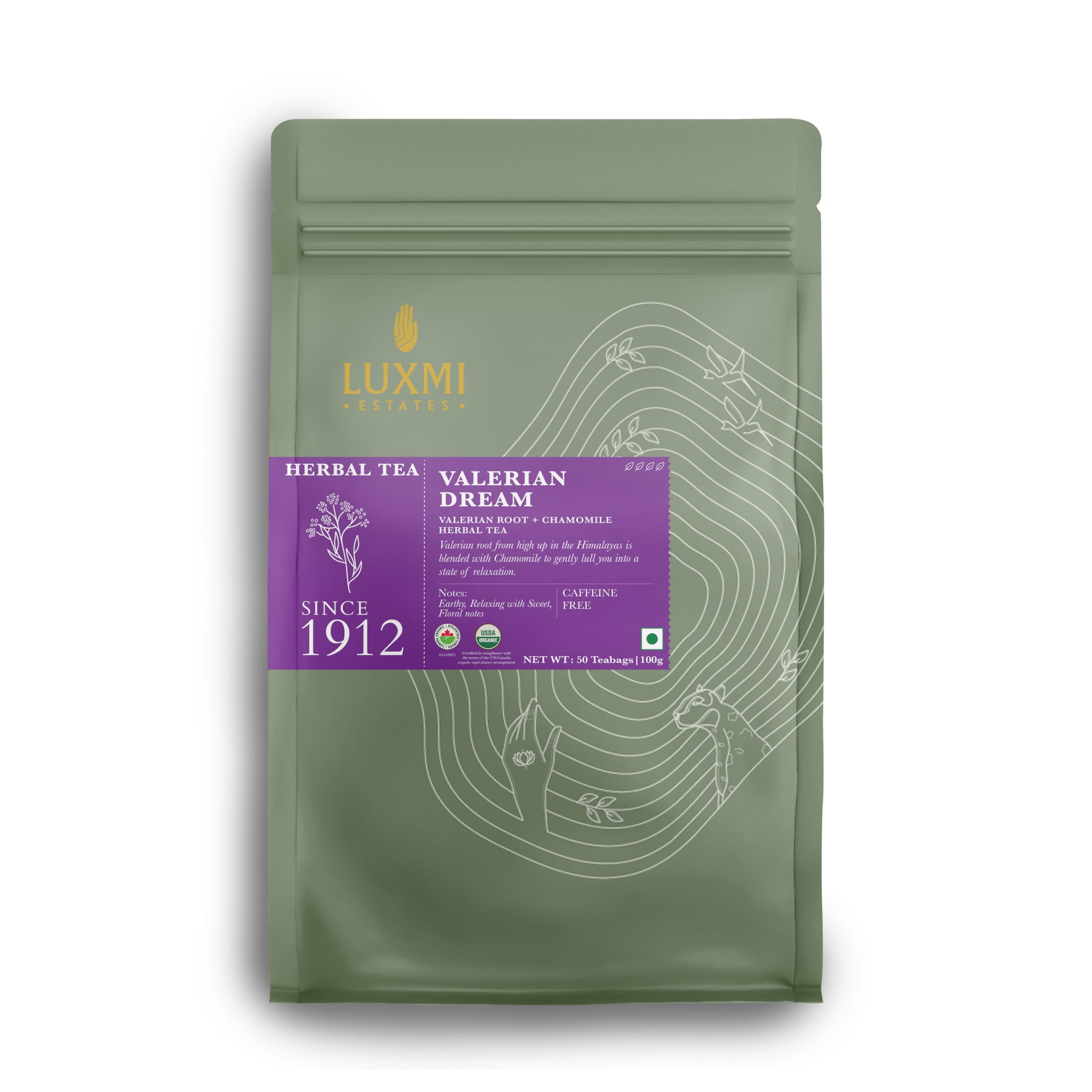 Estates Sleep Tea With Valerian Root - 50 Herbal Tea Bags (100g) | With Chamomile, Lavender & Valerian Root | Caffeine Free Best For Insomnia, Anxiety & Stress Relief, Relaxation, Restful and Peaceful Sleep With Wellness Herbal Tea