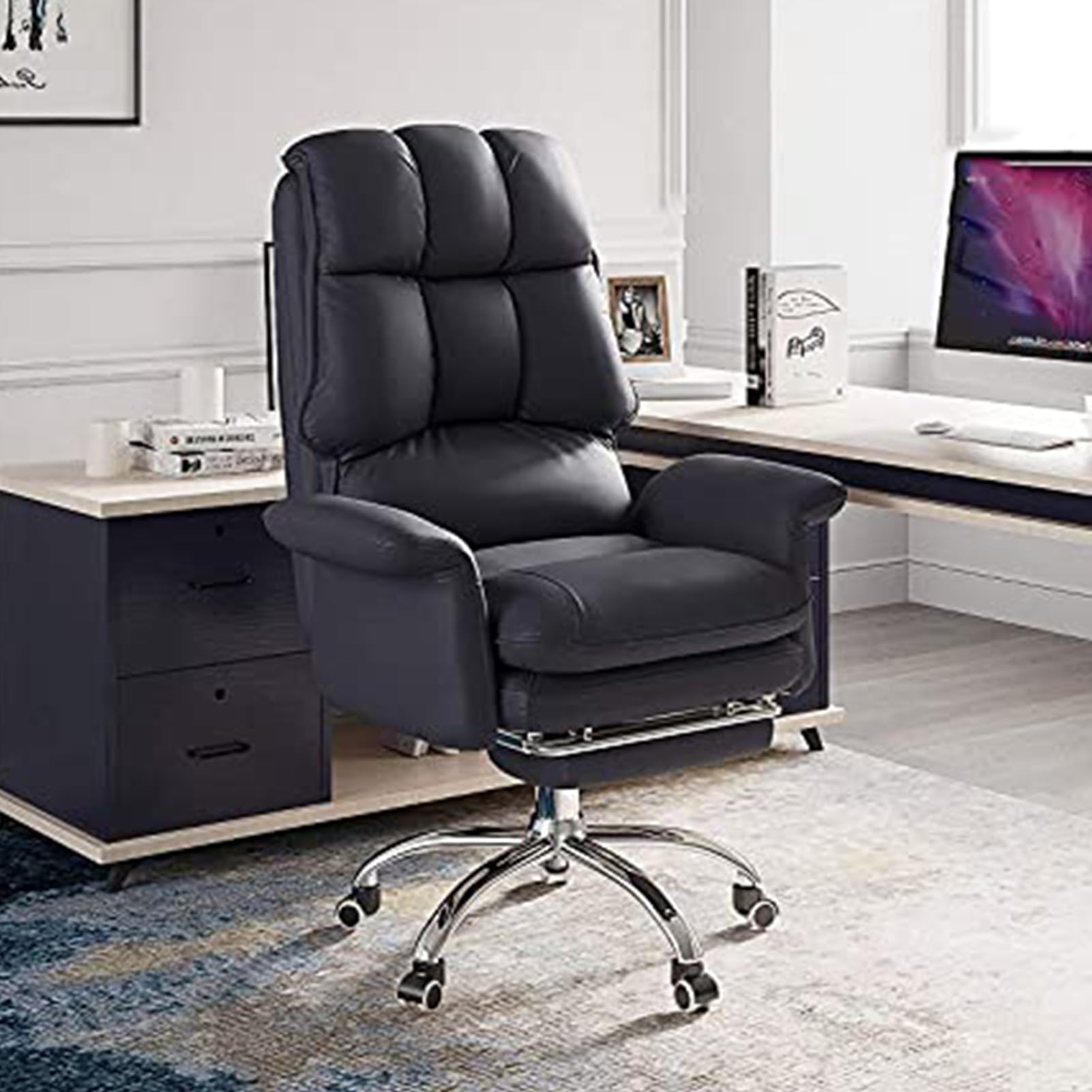 METTEOR Office Chair - Adjustable Executive Swivel Chair with Wheels table Desk Chair for Home & Office Ideal Gaming Chair with Padded Seat (A)