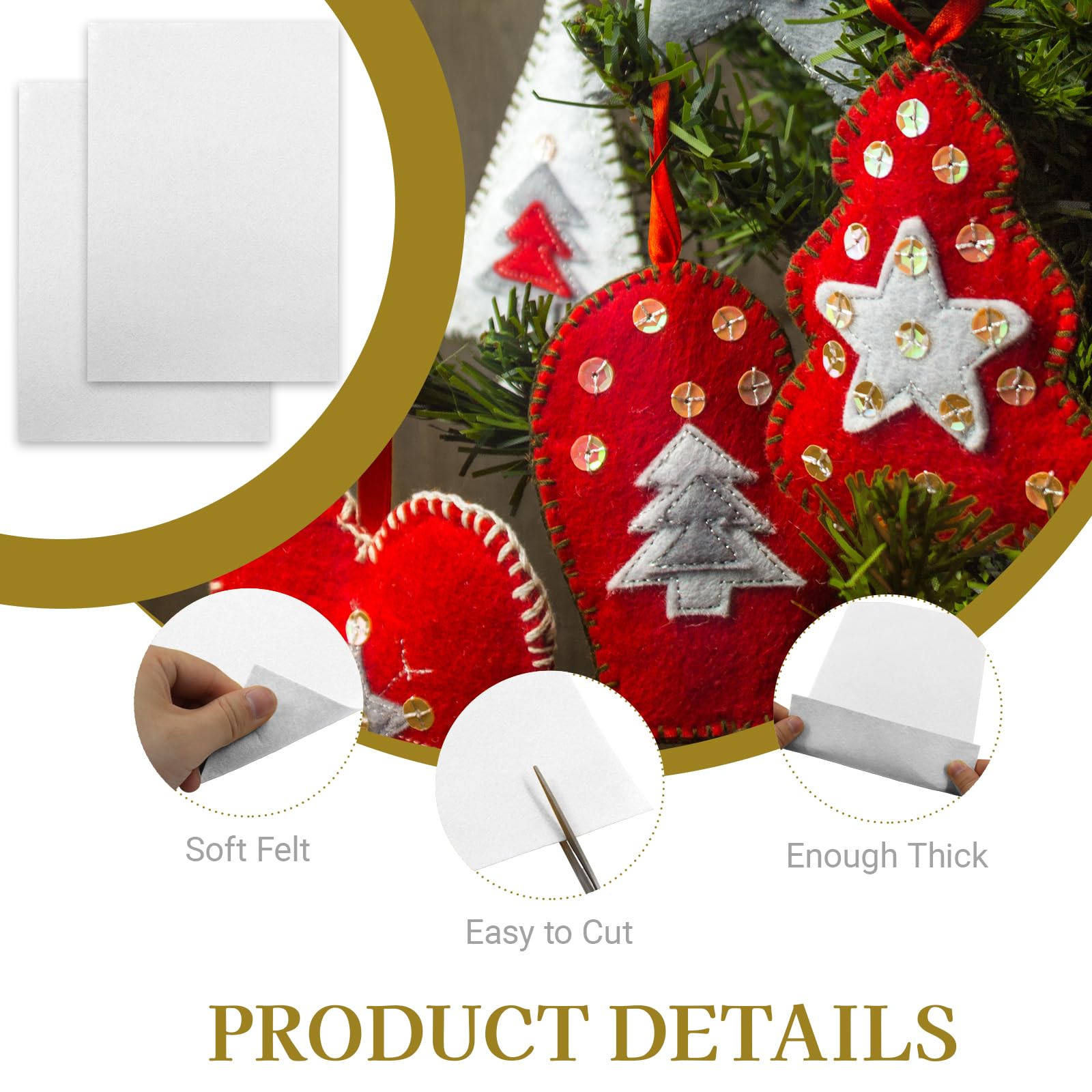 White Felt Fabric Sheets 12 Pcs, 7 x 11 Inch Soft Felt Squares for Sewing, Crafts, DIY Projects, Patchwork, Embroidery (1mm Thick) - 4