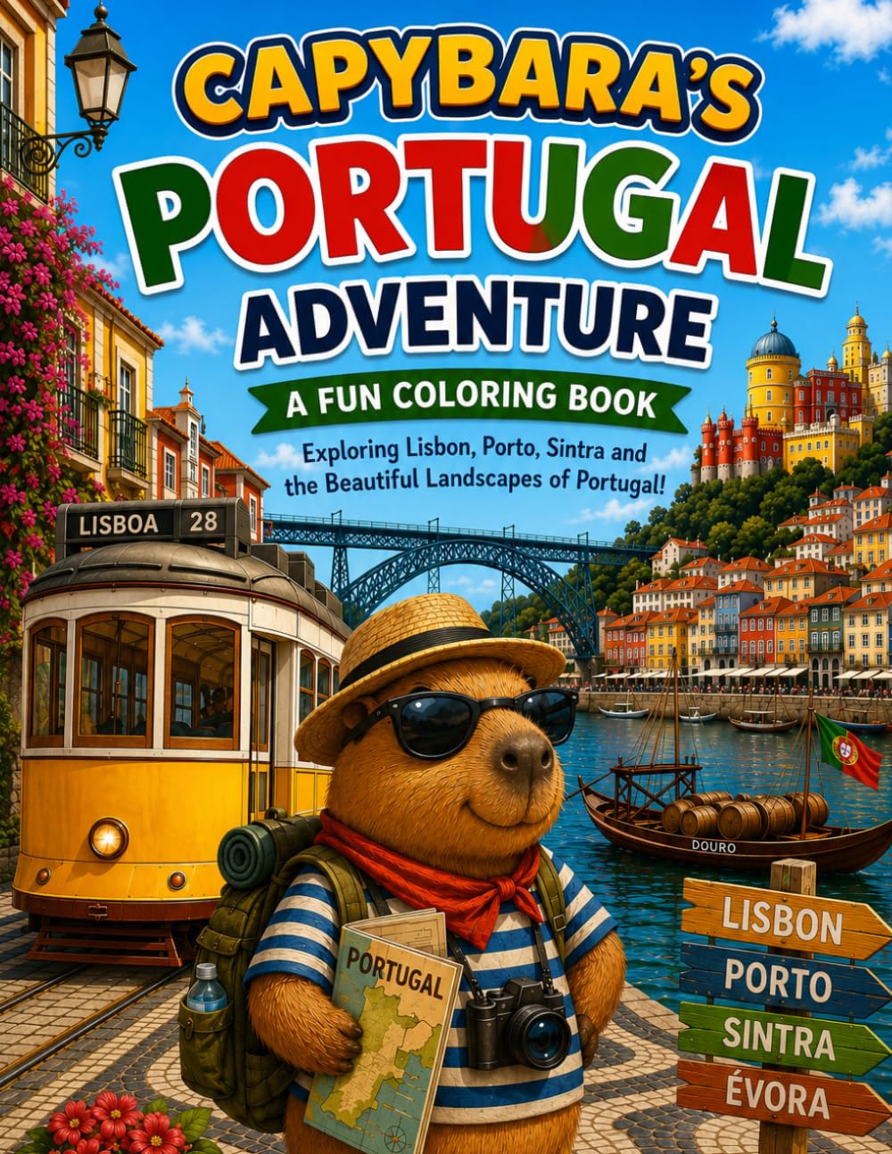 Capybara's Portugal Adventure: A Fun Coloring Journey Through Portugal's Castles, Coastlines, Rivers, Mountains, and Amazing Landmarks (Capybara Around the World)