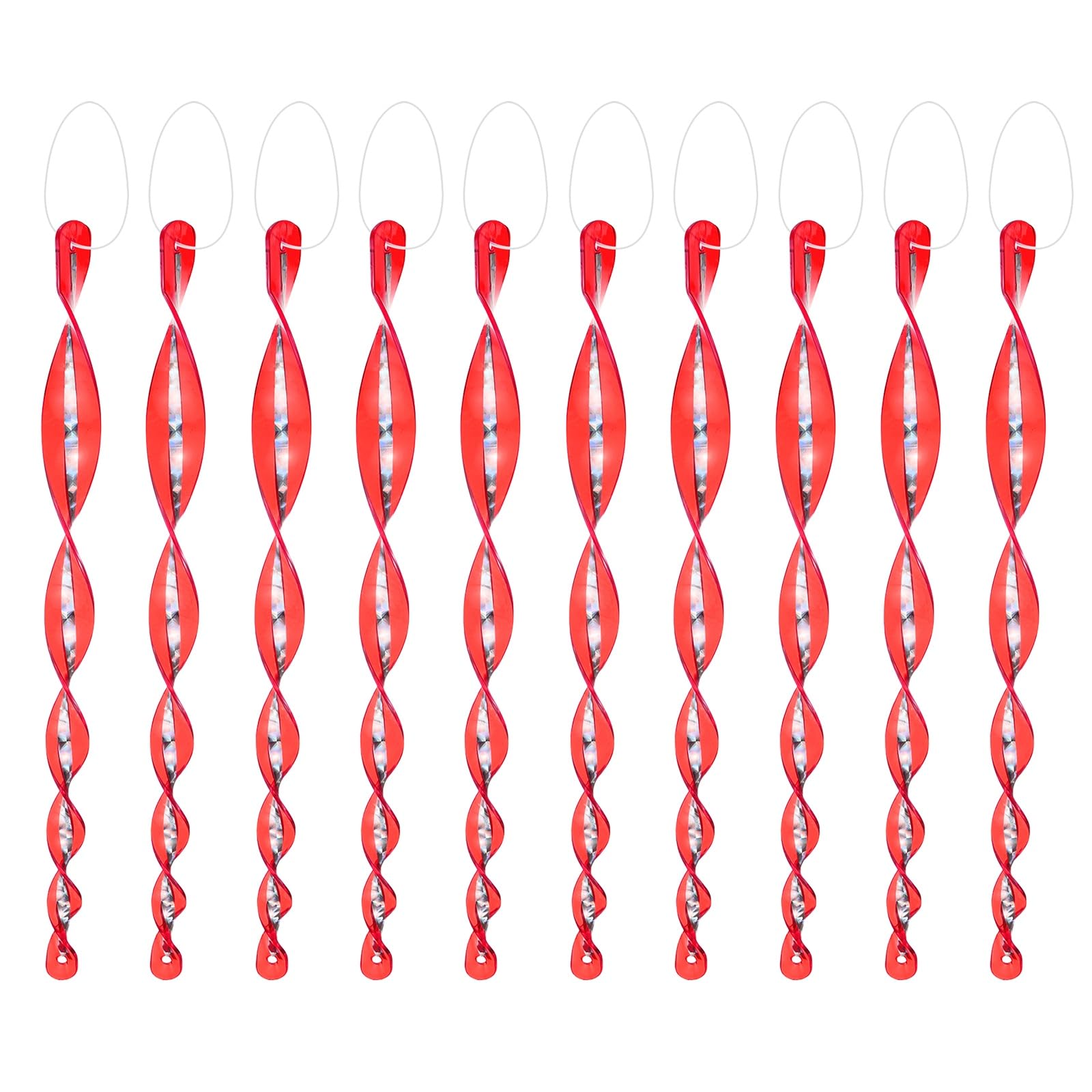 M METERXITY 10-Pack Bird Reflective Rods 12 Inch Laser Spiral Bird Scare Rods Hanging Birds Deterrent Device for Yard/Patio/Garden/Farm/Decoration [Red]