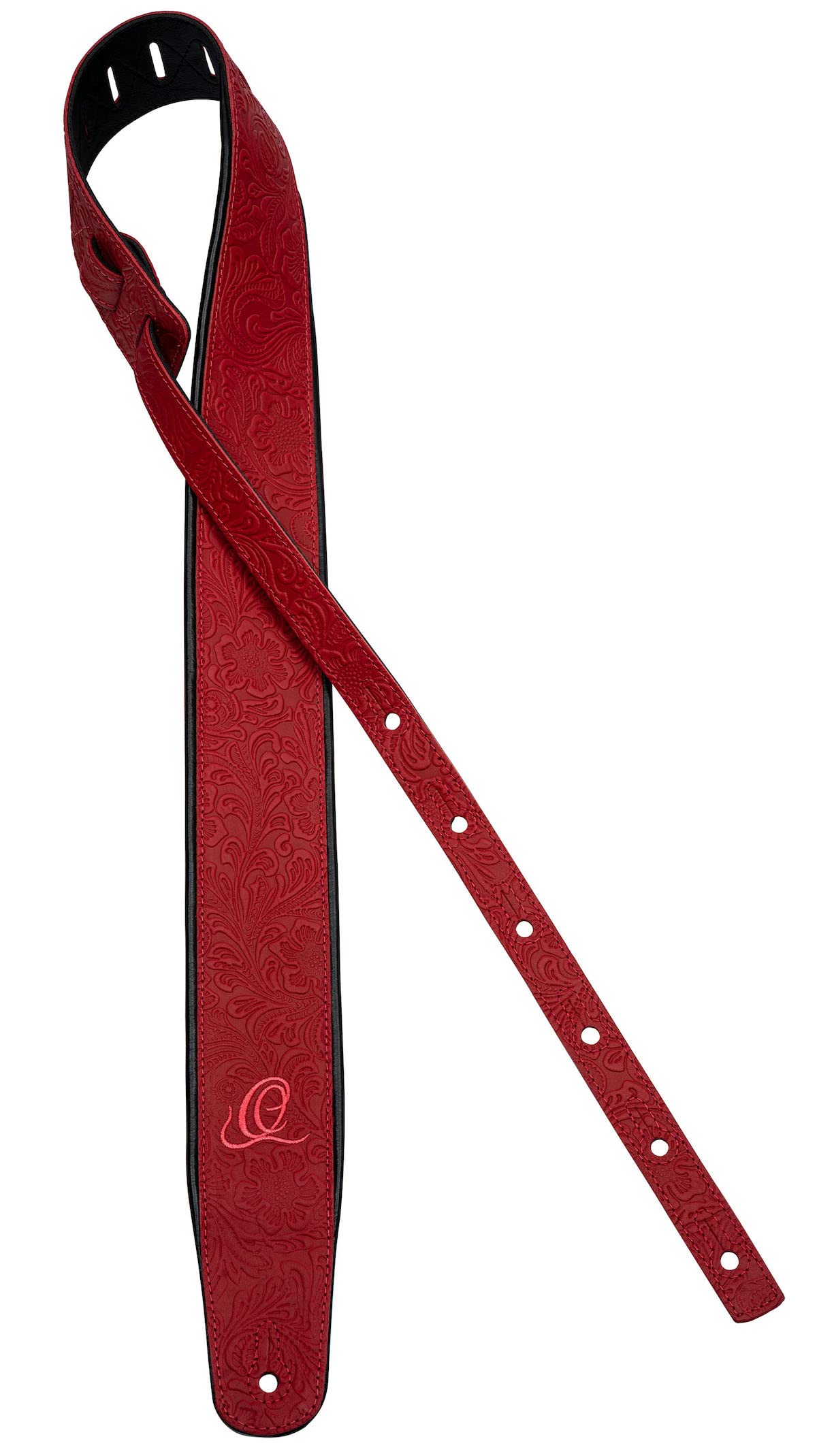 Ortega Guitars Tracolla per Chitarra Regolabile – Chitarra Acustica / Elettrica, Basso Acustico / Elettrico – Byzantine Series – Vera Pelle, Byzantine Fire (OSBY-3)