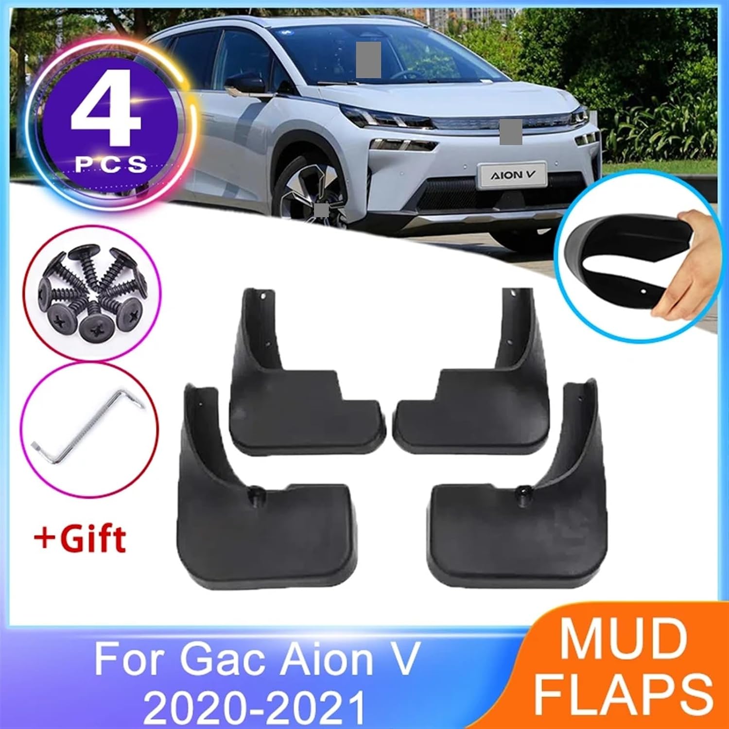 4x Car Mudflap For Gac Aion V New Energy 2020 2021 Auto Front Rear Mudguards fenders Wheel Protector Upgrade Flaps Splash Guard