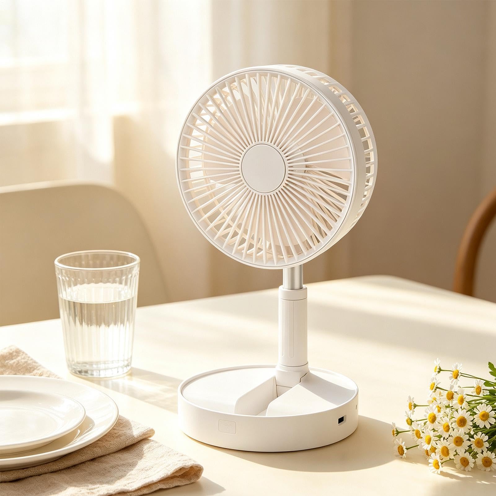 Ventilatore piantana portatile Soffiatore inclinabile fino a 185° | Ventilatore piantana silenzioso pieghevole ricaricabile per campeggio viaggio tenda cucina ufficio casa esterno