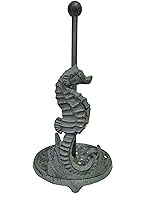 Vista 1 de De Leon Collections - Toallero de papel con base ponderada de hierro fundido con base pesada, caballo de mar verde