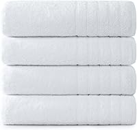 CasaPlatino 100% Ring Spun Cotton 4-Pack Extra Large Bath Towels 30x60 - Quick Dry, Ultra Soft Absorbent Hotel Spa Quality White Set