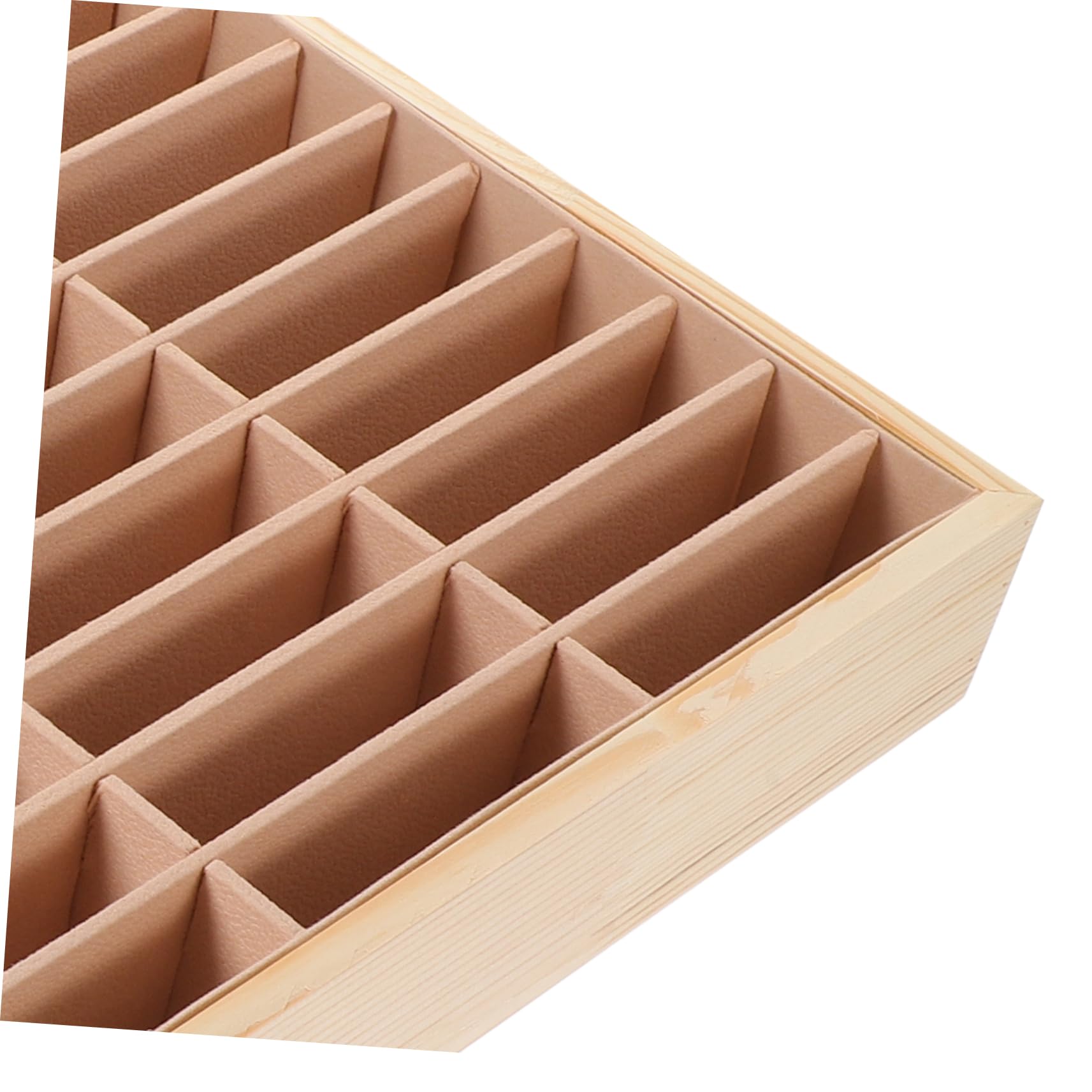 Plateau à Bijoux Organisateur 40 Compartiments en Bois et Velours Marron