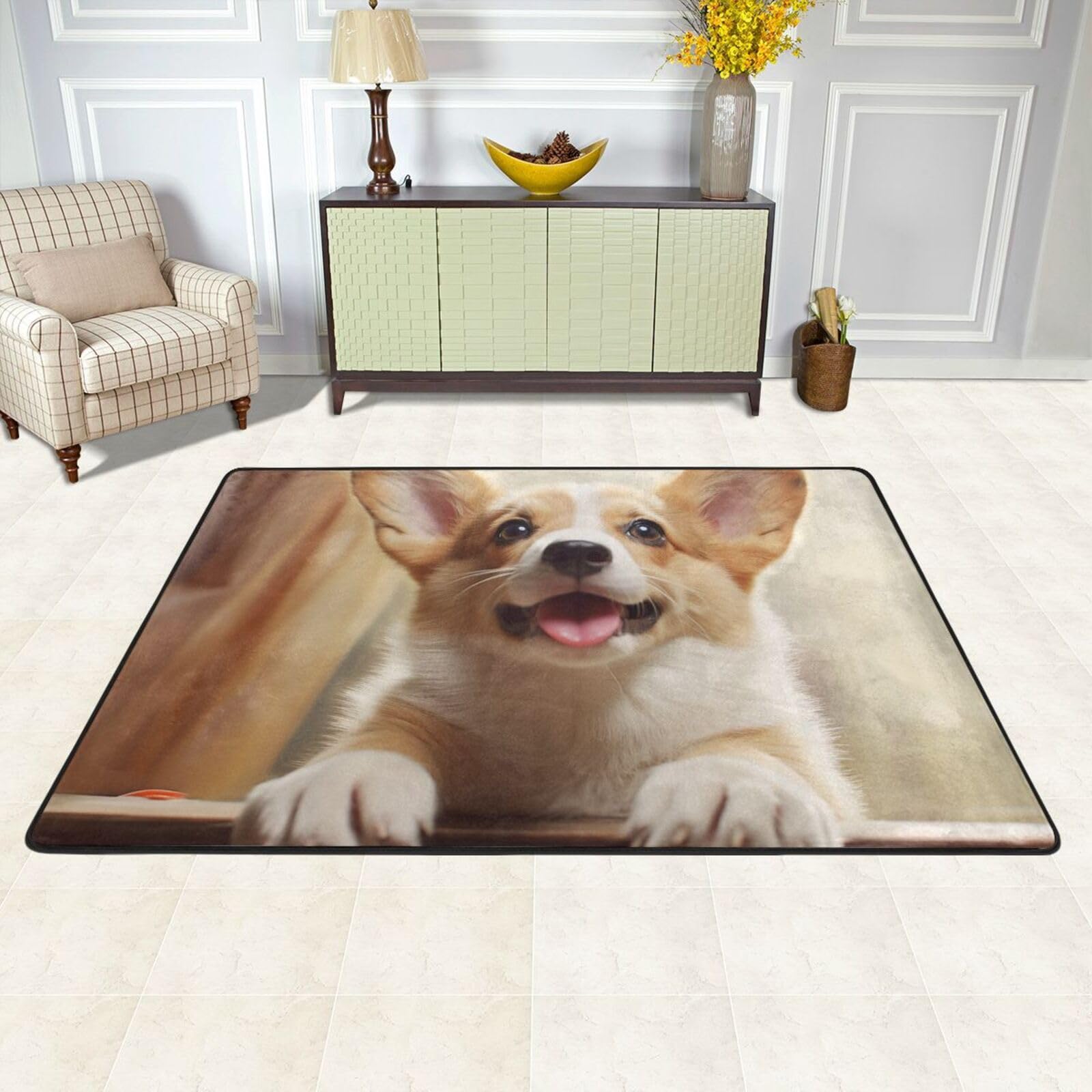 Tapis de sol absorbant grand tapis d'intérieur doux antidérapant lavable pour salon 183x122cm