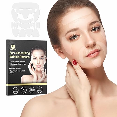Miniatura 1 de SHARLINGE Parches antiarrugas para la frente, 192 parches antiarrugas faciales, parches de silicona para reducir arrugas finas, parches faciales