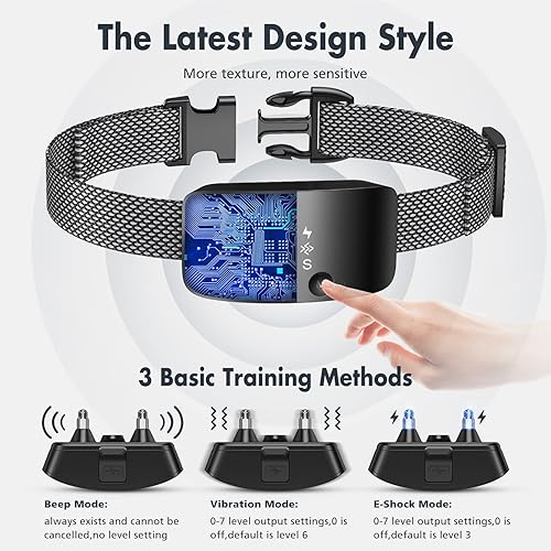 Miniatura 2 de NBJU Bark Collar for DogsRechargeable Anti Barking Training Collar with 7 Adjustable Sensitivity and Intensity Beep Vibration for Small Medium Large