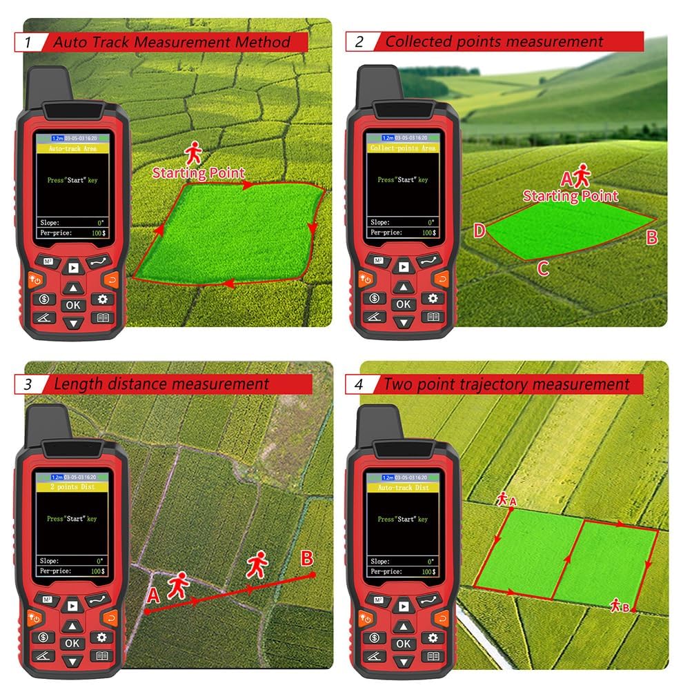 Calculatrice de Zone GPS Portable, Batterie de 3500 mAh de Long et étanche - 2,4 "Affichage Haute précision