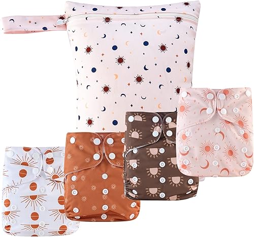 HappyFlute 9 juegos de pañales de tela para bebé recién nacido, talla única, ajustables, reutilizables, lavables para bebés niños y niñas (6-33