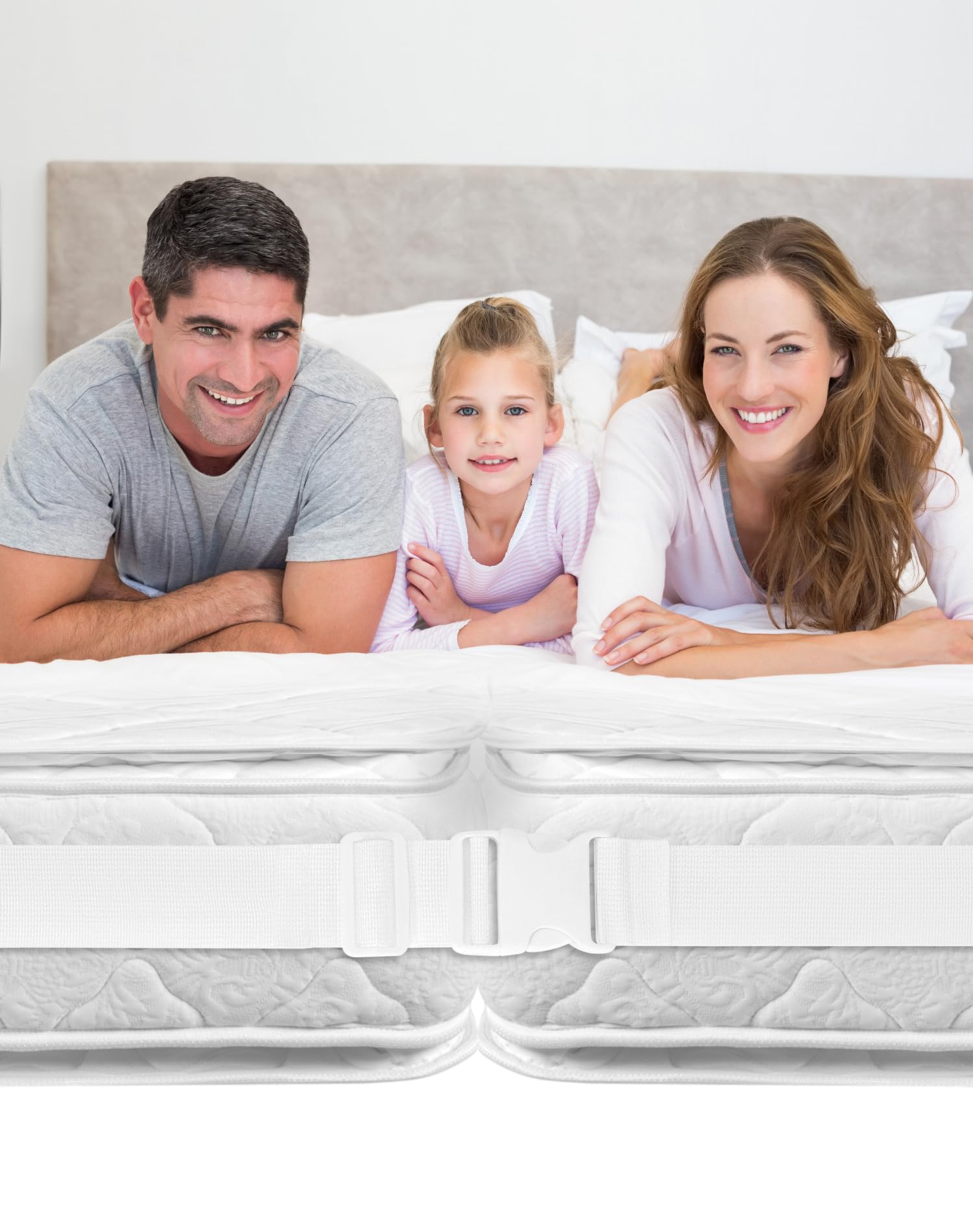 QWORK® 10 m złącza pasów do łóżka, białe, do łączenia dwóch podwójnych łóżek