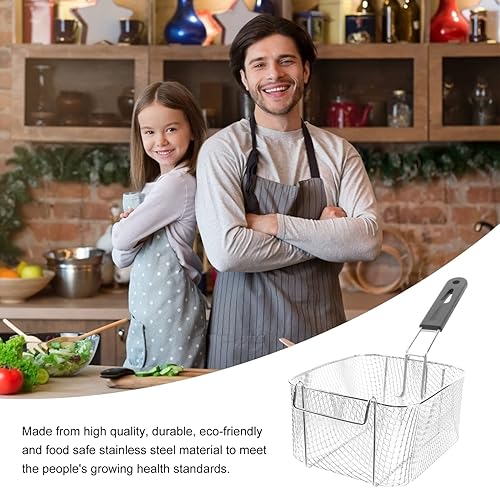 Miniatura 9 de BESTonZON Cesta mediana de acero inoxidable para freír con chispas francesas, para servir alimentos, con asa, apta para ollas de hasta 5/6 L