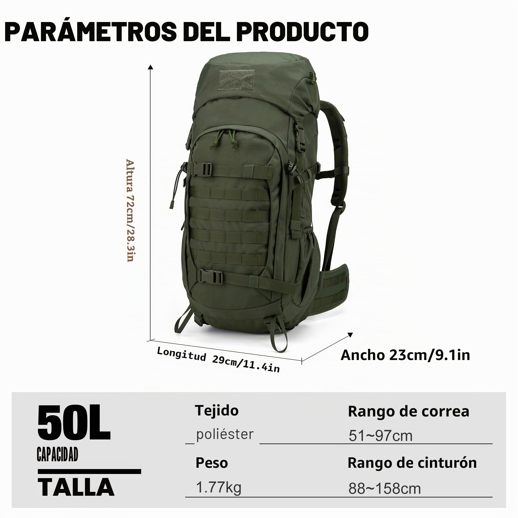Mardingtop 60L Mochila Táctica Militar Mochilas de Asalto MOLLE de Gran Capacidad Bolsa de Emergencia para Excursionismo, Montañismo, Senderismo, Acampada